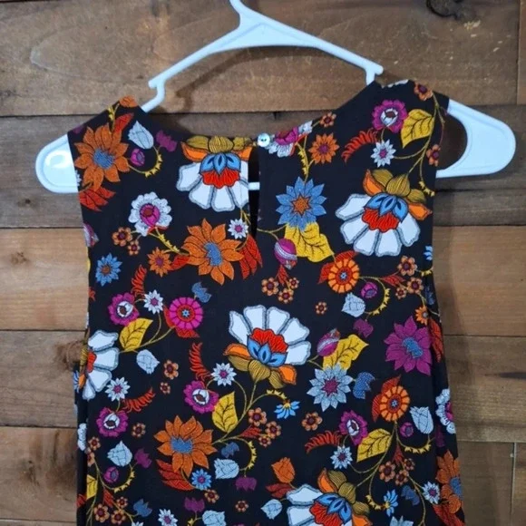 J. Jill Black Floral Bohemian Preppy Knee-Length Layered Dress Size S Pockets 💐 - Picture 6 of 8